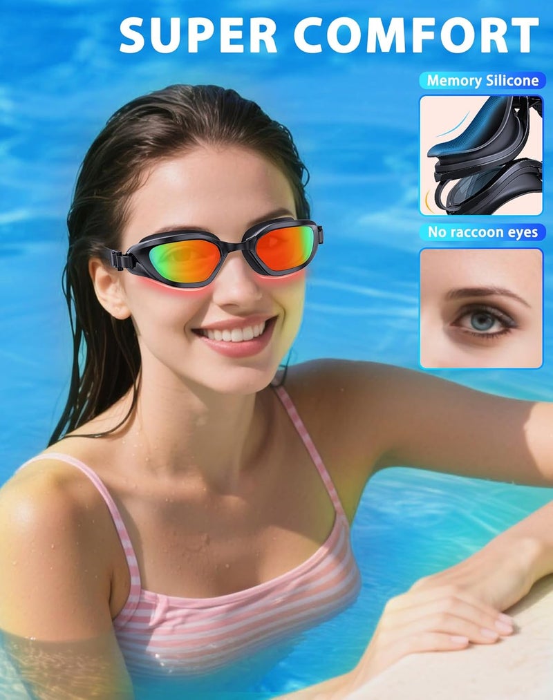 Vegemono Swim Goggles, Unisex Adult Swimming Goggles Anti Fog Anti UV No Leakage Wide View for Men Women Youth - Image 4